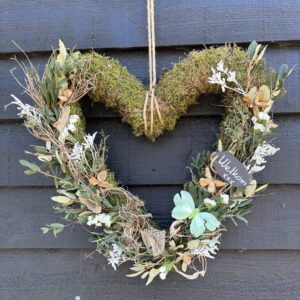 Mossenhart "Welkom" met Vlinder en Droogbloemen (groot)