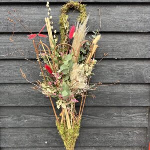 Wanddecoratie Paraplu met Pampagras en Wilgenkatjes