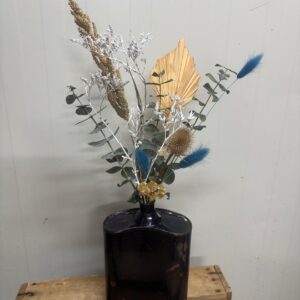 Droogboeket in Blauwe Vintage Vaas